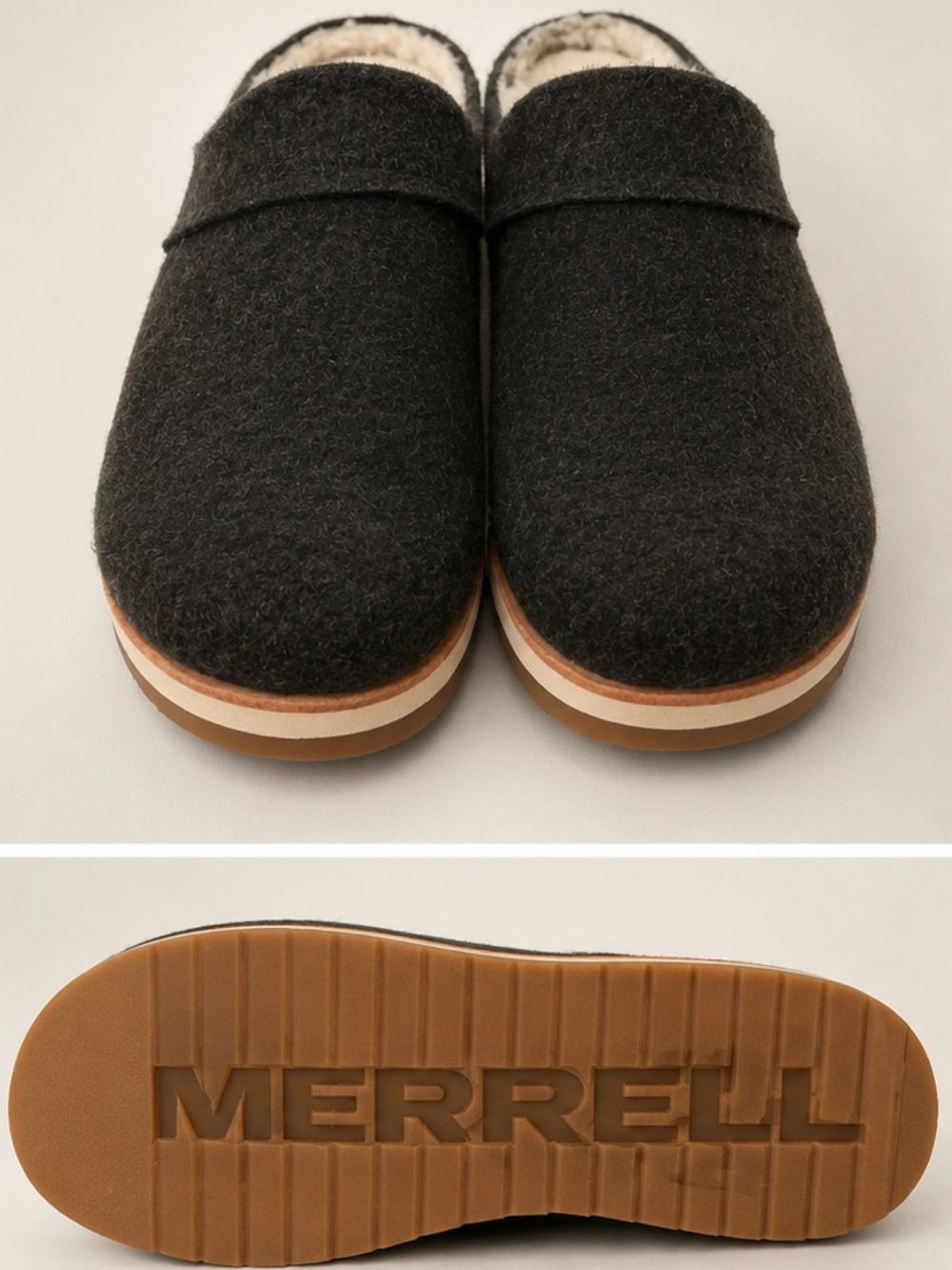 Merrell Black Wool-Feel Slip-On Clog with Shearling Lining